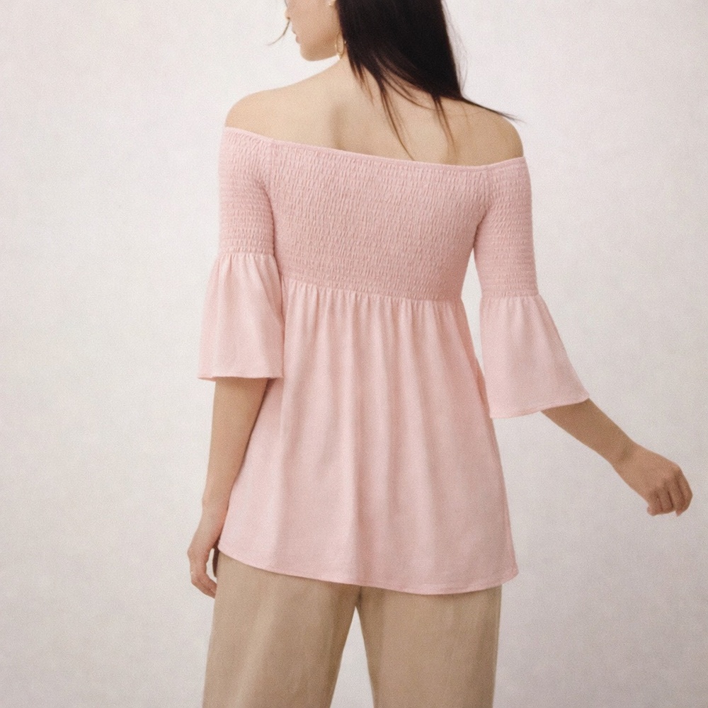 Aritzia Babaton Grantland Pink Off Shoulder Blouse Small NWOT - Picture 8 of 13